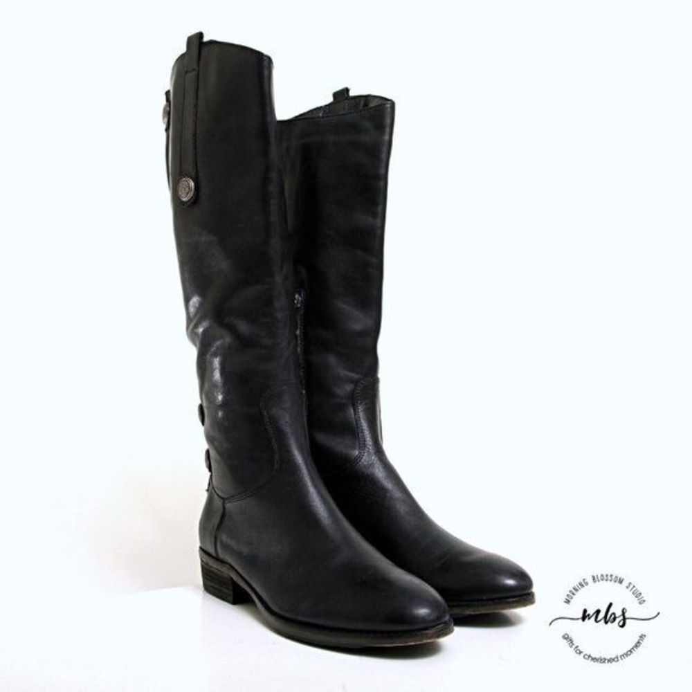 Arturo Chiang Enchante Leather Tall Boots Silver Conchos Black Women‎ Size 8.5